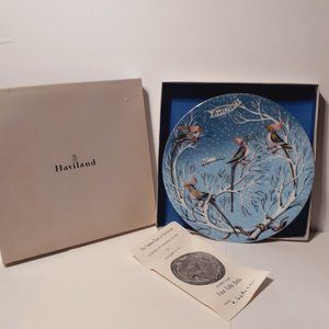 Replacement 1973 Haviland Limoges Plate 12 Days of Christmas, Four Coly Birds